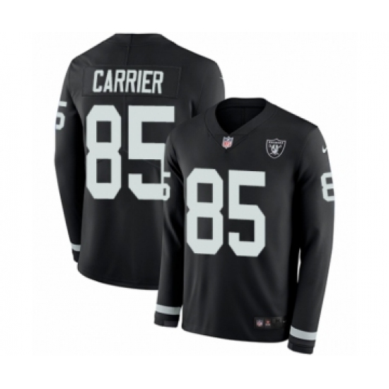 Men's Nike Oakland Raiders 85 Derek Carrier Limited Black Therma Long Sleeve NFL Jersey
