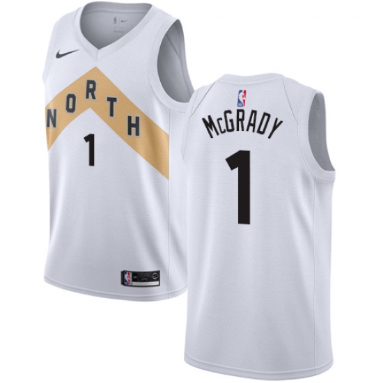 Men's Nike Toronto Raptors 1 Tracy Mcgrady Swingman White NBA Jersey - City Edition