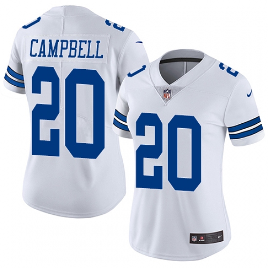 Women's Nike Dallas Cowboys 20 Ibraheim Campbell White Vapor Untouchable Limited Player NFL Jersey