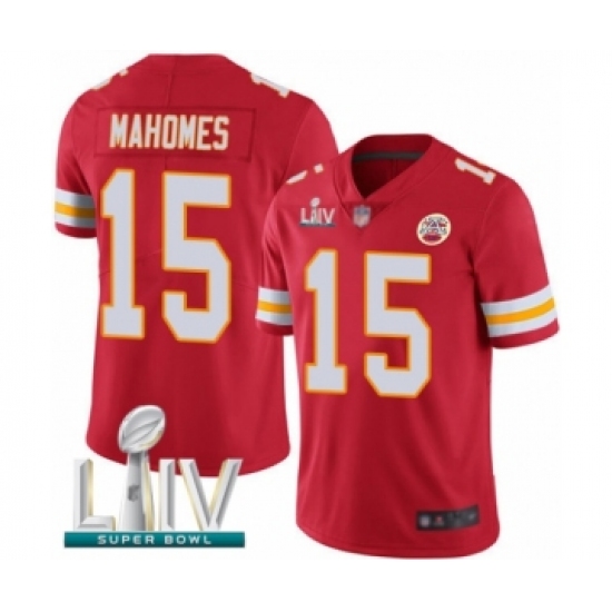 Youth Kansas City Chiefs 15 Patrick Mahomes Red Team Color Vapor Untouchable Limited Player Super Bowl LIV Bound Football Jersey