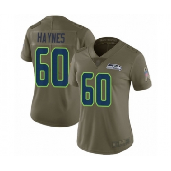 Women's Seattle Seahawks 60 Phil Haynes Limited Olive 2017 Salute to Service Football Jersey
