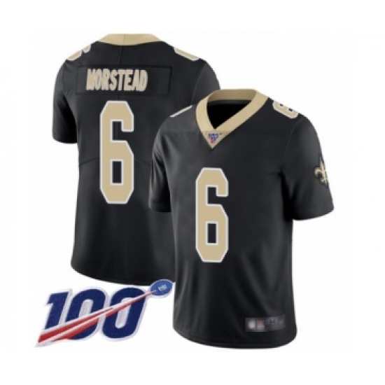 Men's New Orleans Saints 6 Thomas Morstead Black Team Color Vapor Untouchable Limited Player 100th Season Football Jersey