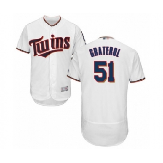 Men's Minnesota Twins 51 Brusdar Graterol White Home Flex Base Authentic Collection Baseball Player Jersey