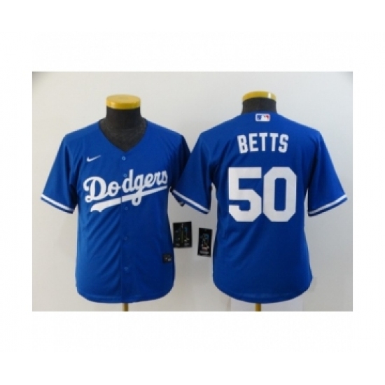 Youth Los Angeles Dodgers 50 Mookie Betts Royal 2020 Cool Base Jersey