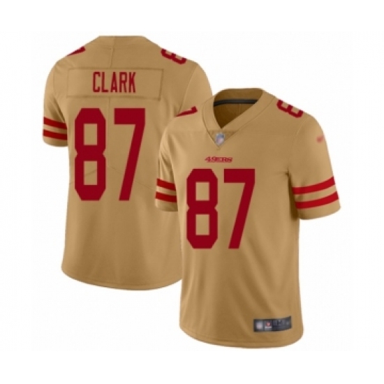 Men's San Francisco 49ers 87 Dwight Clark Limited Gold Inverted Legend Football Jersey