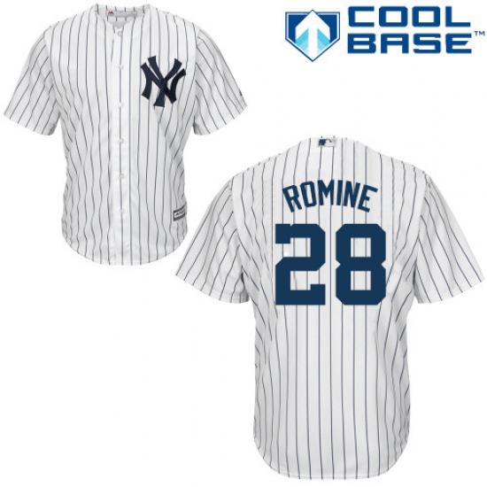 Youth Majestic New York Yankees 28 Austin Romine Replica White Home MLB Jersey