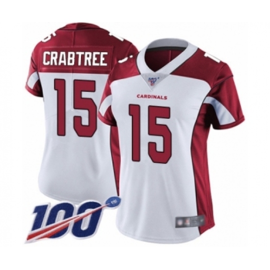 Women's Arizona Cardinals 15 Michael Crabtree White Vapor Untouchable Limited Player 100th Season Football Jersey