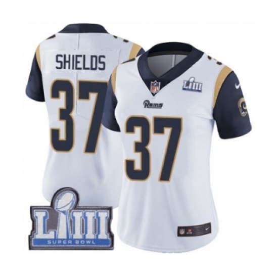 Women's Nike Los Angeles Rams 37 Sam Shields White Vapor Untouchable Limited Player Super Bowl LIII Bound NFL Jersey