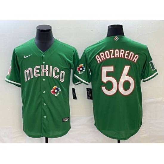 Men's Mexico Baseball 56 Randy Arozarena 2023 Green World Classic Stitched Jersey1