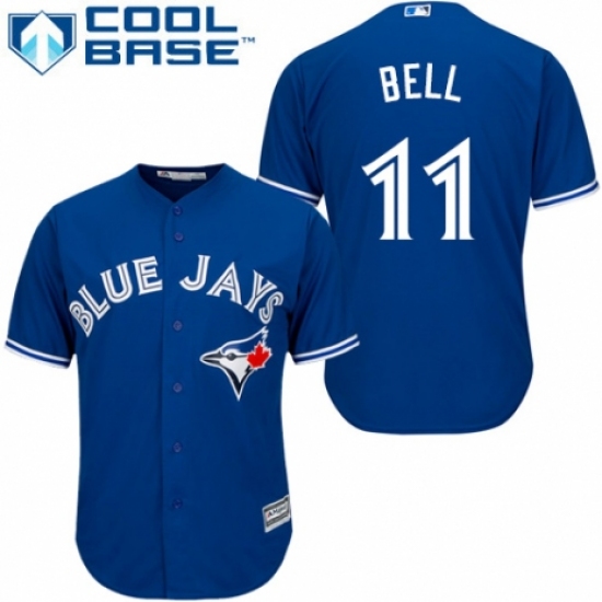 Men's Majestic Toronto Blue Jays 11 George Bell Replica Blue Alternate MLB Jersey