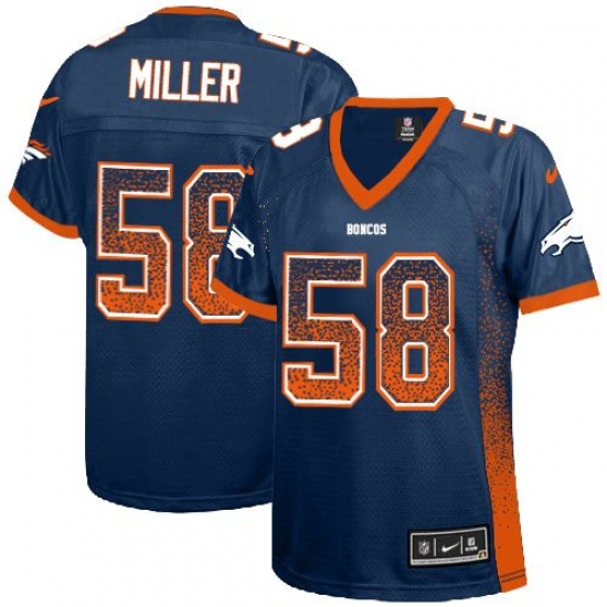 Women's Nike Denver Broncos 58 Von Miller Elite Navy Blue Drift Fashion NFL Jersey