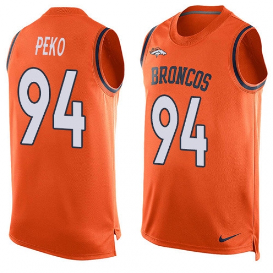 Men's Nike Denver Broncos 94 Domata Peko Limited Orange Player Name & Number Tank Top NFL Jersey