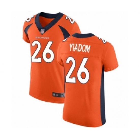 Men's Denver Broncos 26 Isaac Yiadom Orange Team Color Vapor Untouchable Elite Player Football Jersey