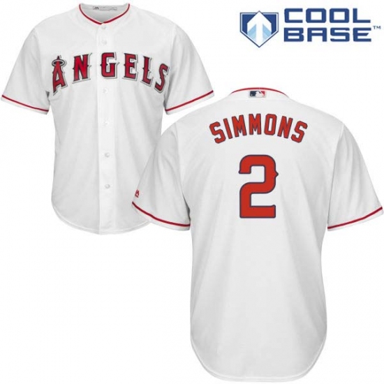 Men's Majestic Los Angeles Angels of Anaheim 2 Andrelton Simmons Replica White Home Cool Base MLB Jersey