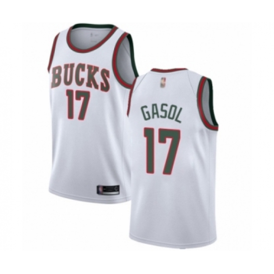 Women's Milwaukee Bucks 17 Pau Gasol Swingman White Fashion Hardwood Classics Basketball Jersey