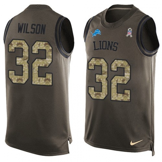 Men's Nike Detroit Lions 32 Tavon Wilson Limited Green Salute to Service Tank Top NFL Jersey