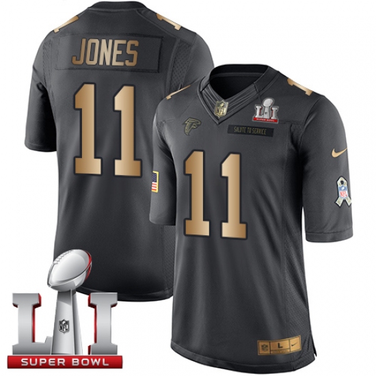 Youth Nike Atlanta Falcons 11 Julio Jones Limited Black/Gold Salute to Service Super Bowl LI 51 NFL Jersey