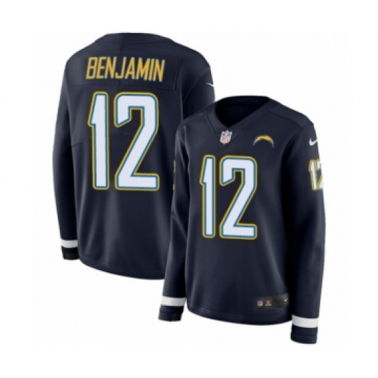 Women's Nike Los Angeles Chargers 12 Travis Benjamin Limited Navy Blue Therma Long Sleeve NFL Jersey
