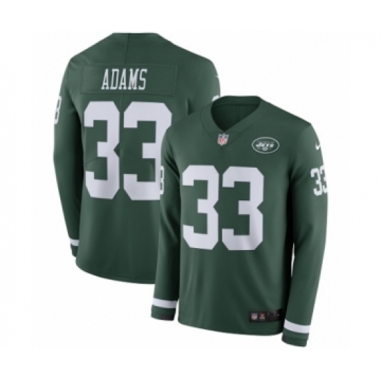 Men's Nike New York Jets 33 Jamal Adams Limited Green Therma Long Sleeve NFL Jersey