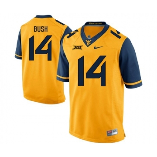 West Virginia Mountaineers 14 Tevin Bush Gold College Football Jersey