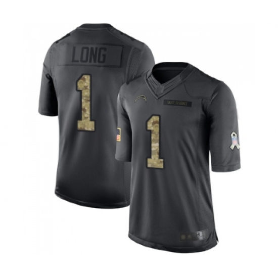 Men's Los Angeles Chargers 1 Ty Long Limited Black 2016 Salute to Service Football Jersey