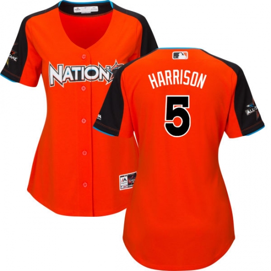 Women's Majestic Pittsburgh Pirates 5 Josh Harrison Authentic Orange National League 2017 MLB All-Star MLB Jersey