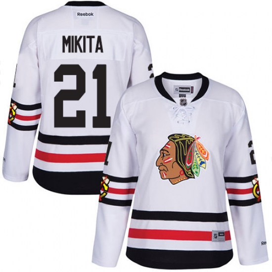 Women's Reebok Chicago Blackhawks 21 Stan Mikita Premier White 2017 Winter Classic NHL Jersey