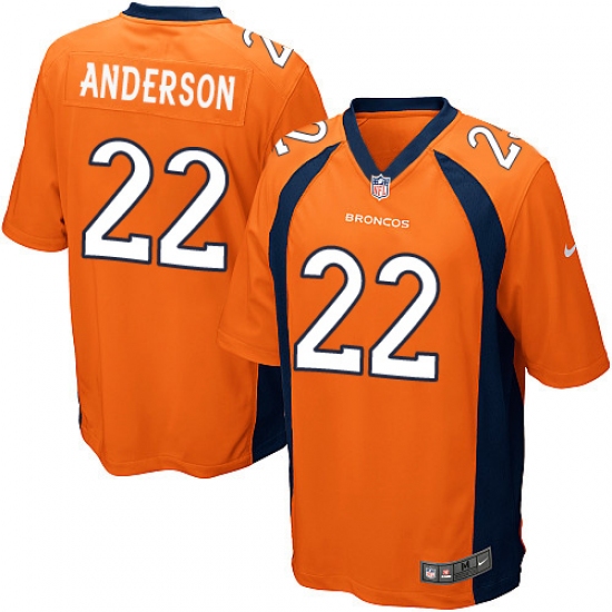 Men's Nike Denver Broncos 22 C.J. Anderson Game Orange Team Color NFL Jersey
