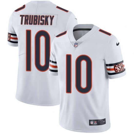 Men's Nike Chicago Bears 10 Mitchell Trubisky White Vapor Untouchable Limited Player NFL Jersey