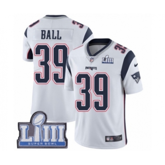 Men's Nike New England Patriots 39 Montee Ball White Vapor Untouchable Limited Player Super Bowl LIII Bound NFL Jersey