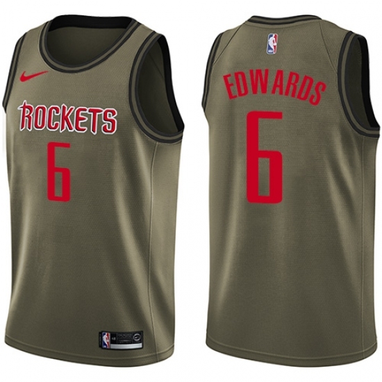 Men's Nike Houston Rockets 6 Vincent Edwards Swingman Green Salute to Service NBA Jersey