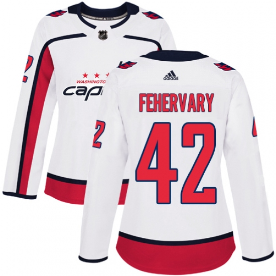 Women's Adidas Washington Capitals 42 Martin Fehervary Authentic White Away NHL Jersey