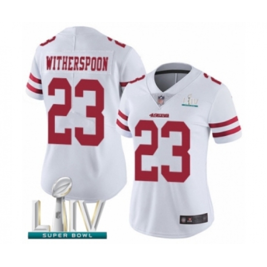 Women's San Francisco 49ers 23 Ahkello Witherspoon White Vapor Untouchable Limited Player Super Bowl LIV Bound Football Jersey