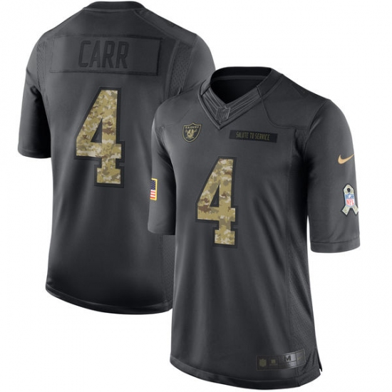 Youth Nike Oakland Raiders 4 Derek Carr Limited Black 2016 Salute to Service NFL Jersey