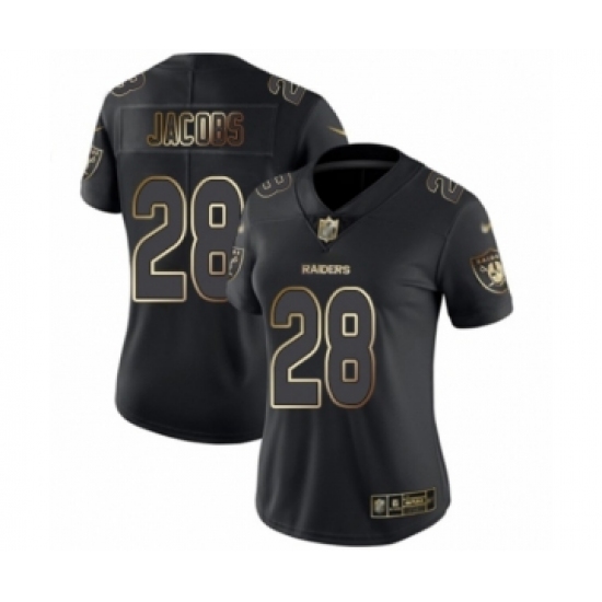 Women's Oakland Raiders 28 Josh Jacobs Black Gold Vapor Untouchable Limited Football Jersey