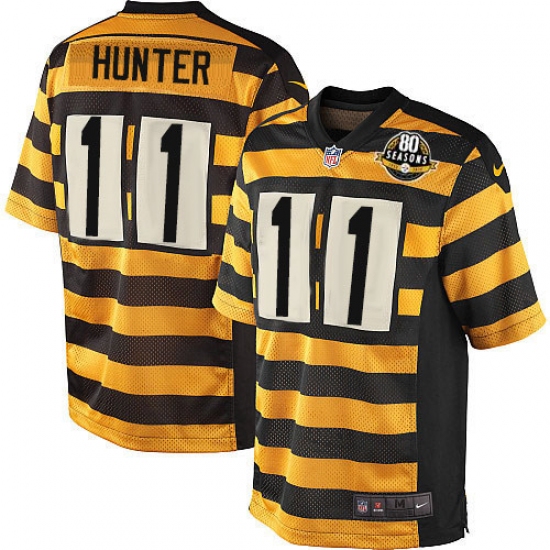 Men's Nike Pittsburgh Steelers 11 Justin Hunter Elite Yellow/Black Alternate 80TH Anniversary Throwback NFL Jersey