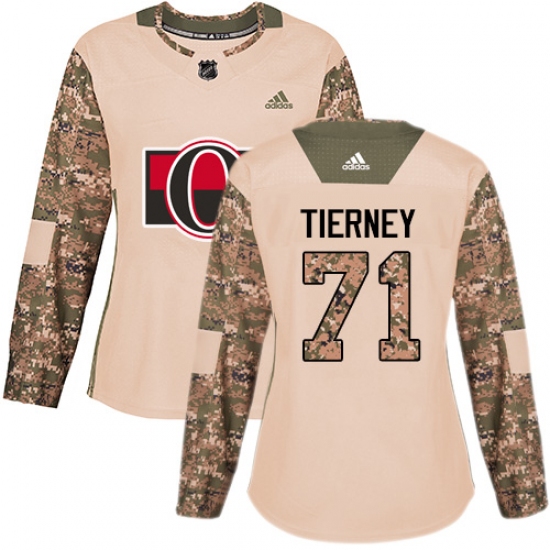 Women's Adidas Ottawa Senators 71 Chris Tierney Authentic Camo Veterans Day Practice NHL Jersey