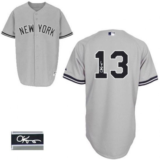 Men's Majestic New York Yankees 13 Alex Rodriguez Authentic Grey Road Autographed MLB Jersey