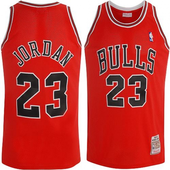 Men's Mitchell and Ness Chicago Bulls 23 Michael Jordan Authentic Red Throwback NBA Jersey