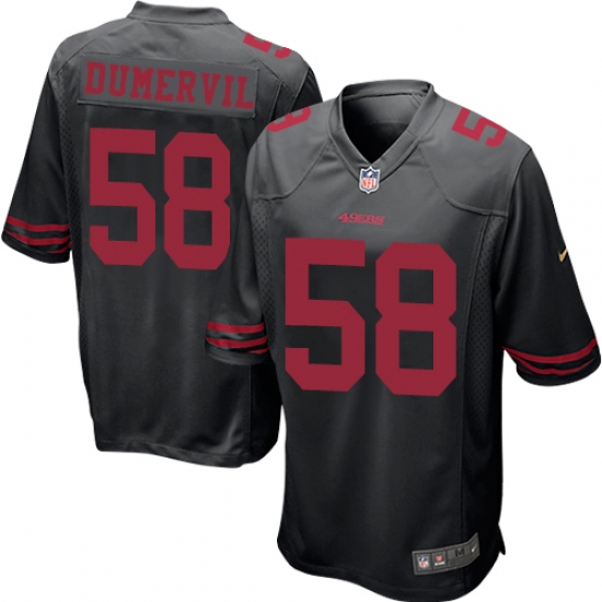 Men's Nike San Francisco 49ers 58 Elvis Dumervil Game Black NFL Jersey
