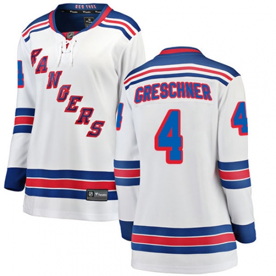 Women's New York Rangers 4 Ron Greschner Fanatics Branded White Away Breakaway NHL Jersey