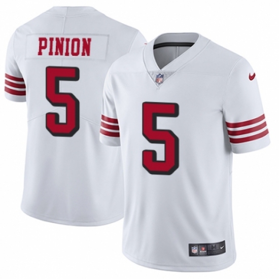 Men's Nike San Francisco 49ers 5 Bradley Pinion Elite White Rush Vapor Untouchable NFL Jersey