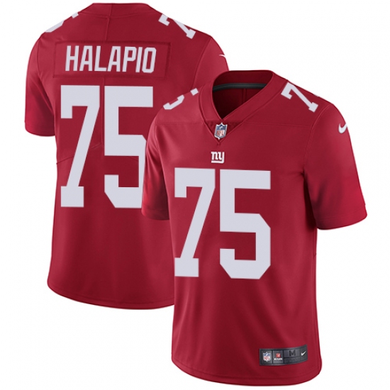 Youth Nike New York Giants 75 Jon Halapio Red Alternate Vapor Untouchable Limited Player NFL Jersey