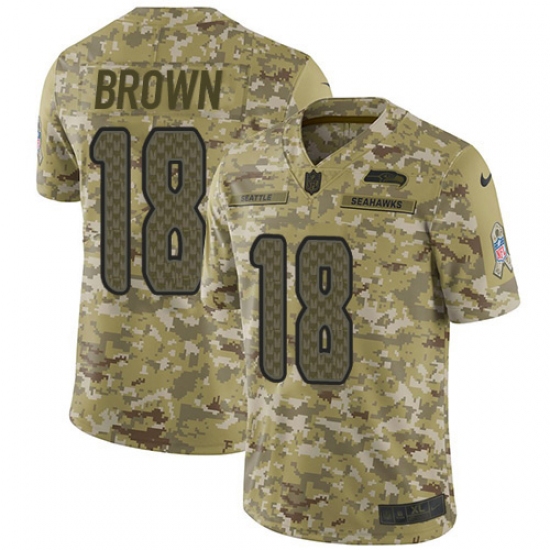 Men's Nike Seattle Seahawks 18 Jaron Brown Limited Camo 2018 Salute to Service NFL Jersey