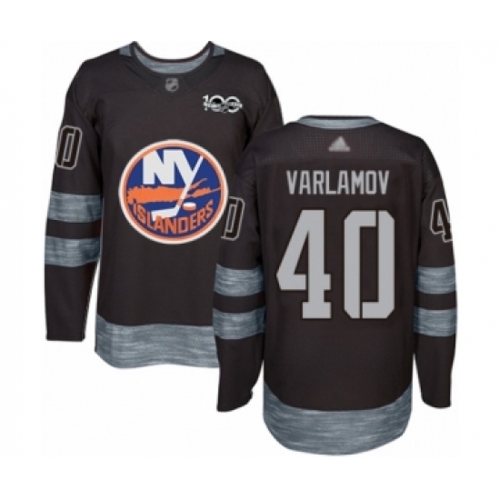 Men's New York Islanders 40 Semyon Varlamov Authentic Black 1917-2017 100th Anniversary Hockey Jersey