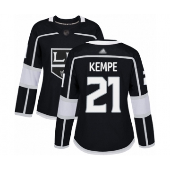 Women's Los Angeles Kings 21 Mario Kempe Authentic Black Home Hockey Jersey