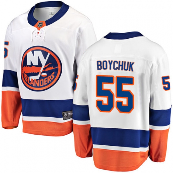 Men's New York Islanders 55 Johnny Boychuk Fanatics Branded White Away Breakaway NHL Jersey