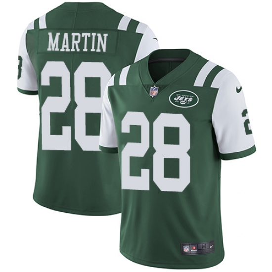 Men's Nike New York Jets 28 Curtis Martin Green Team Color Vapor Untouchable Limited Player NFL Jersey