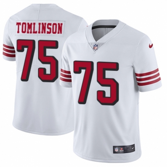 Men's Nike San Francisco 49ers 75 Laken Tomlinson Limited White Rush Vapor Untouchable NFL Jersey