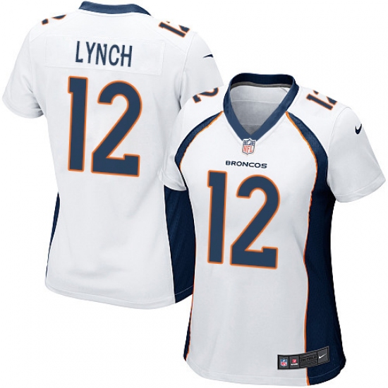 Women's Nike Denver Broncos 12 Paxton Lynch Game White NFL Jersey